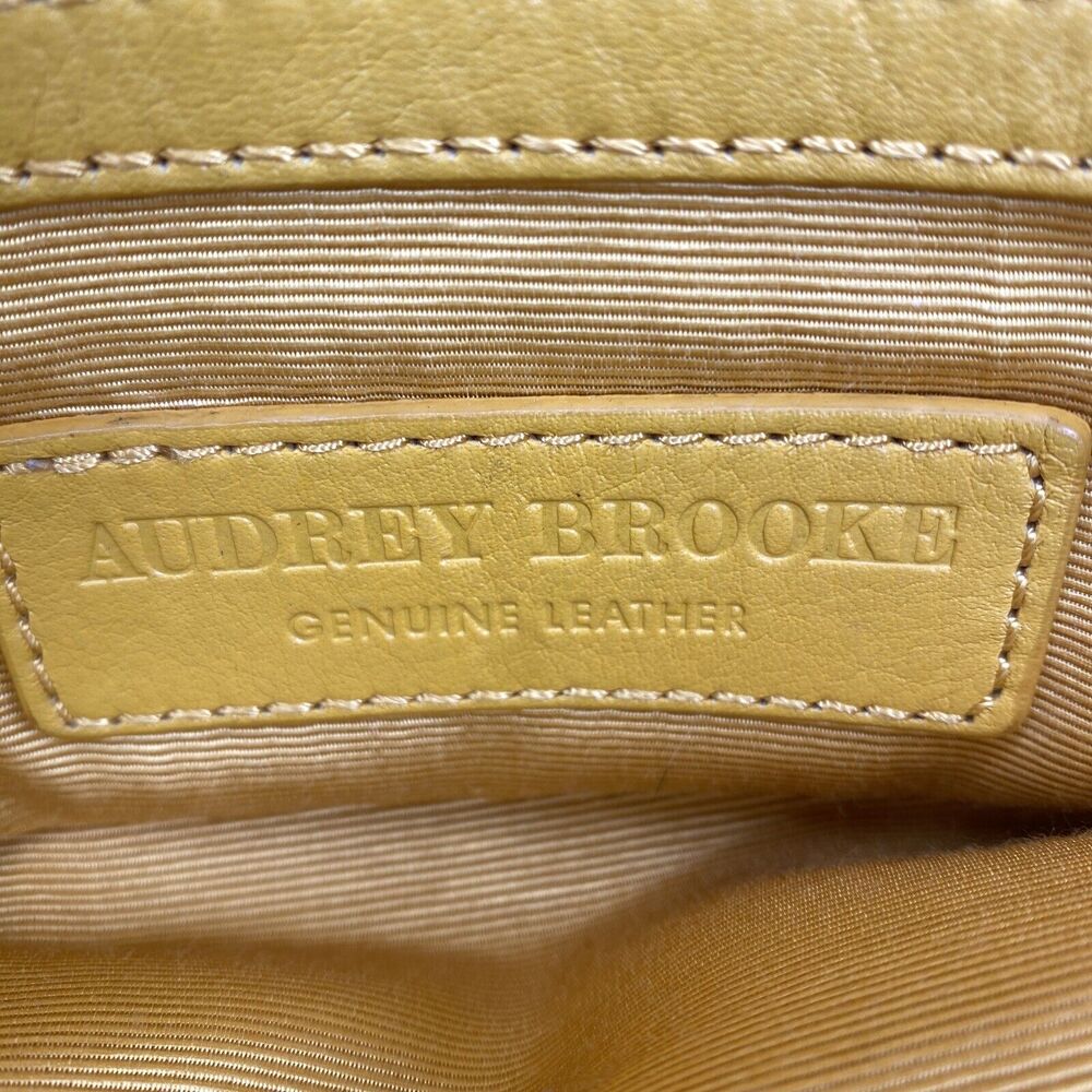 Audrey Brooke Leather Shoulder Bag Yellow Floral Hobo Slouchy - Picture 6 of 10